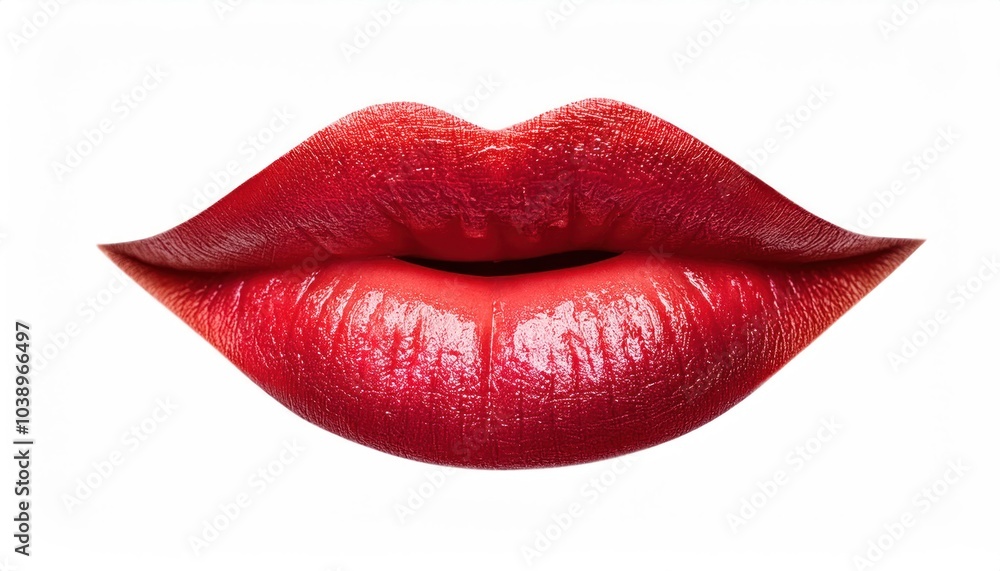 Wall mural red lips isolated on white background