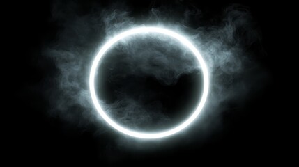 Smoky neon white circle dark background