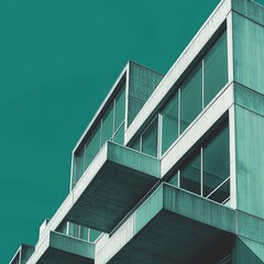 A striking view of a modern building with a minimalist style and clear geometric lines.