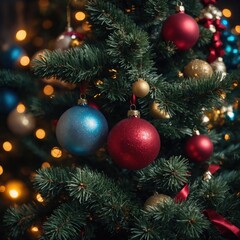 Fototapeta premium New year’s spirit captured in the tree’s decor