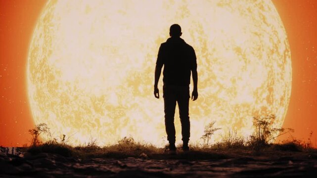 Man Of Science Investigating Sun Star Outer Space Contemplating Existance Colonization Global Warming Red Epic 8k