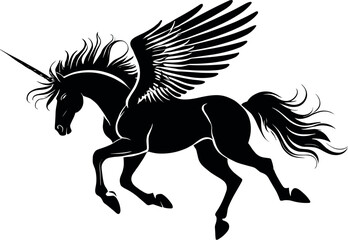 Pegasus Vector Black Silhouette Design For T-Shirt