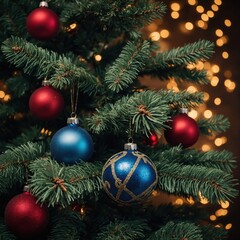 Fototapeta premium New year’s spirit lights the tree