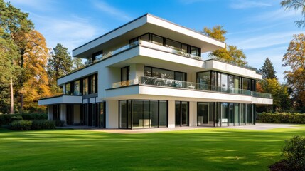 Fototapeta premium Modern House with a Green Lawn