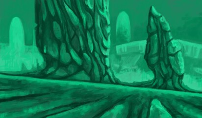 Alien landscepe, concept art, science fiction illustration - digital painting © neurostructure