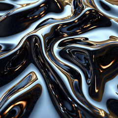 sinuous waves of gold and black create a luxurious and dynamic metallic texture, sparkling with scattered starlight