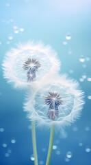 Obraz premium Dandelion on blue background