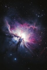 A stunning view of a vibrant nebula illuminated by distant stars in the vastness of space