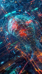 Obraz premium Sophisticated digital illustration of neural networks, ai systems, and secure data transmission