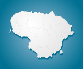 Creative map country Lithuania divided on regions