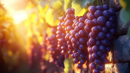 Hanging Grapes with Soft Bokeh on blurry background