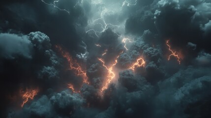 Dramatic storm clouds with lightning