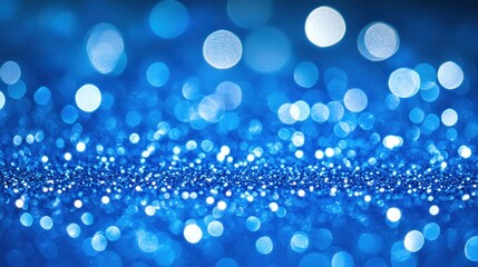Abstract Blue Glitter and Bokeh Background