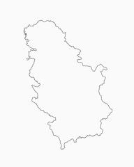 Vector outline map Serbia, line border country