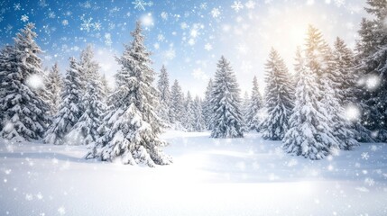 Fototapeta premium Winter Wonderland in a Snowy Forest