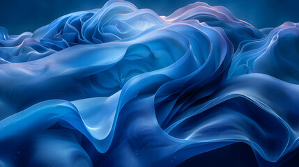 Fototapeta premium Abstract 3D Blue Fabric Waves Background