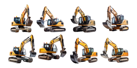 Heavy Excavators, PNG collection, set bundle, isolate on transparent or white background