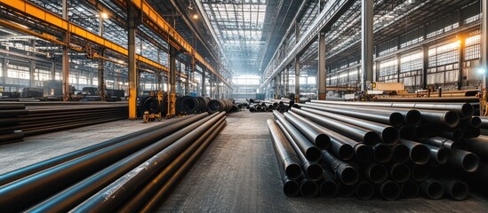 Naklejka premium Industrial Pipes in Factory Warehouse