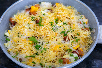 Traditional biro-biro rice, isolated in selective focus