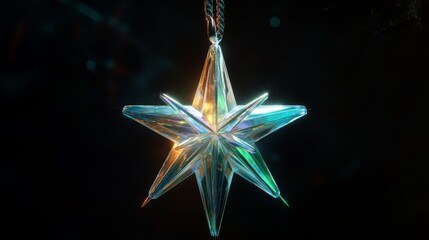 Chrome liquid metal Christmas star. 3D render modern design. Isolated holographic futuristic floral icon. Y2K, brutalism retro futurism Xmas banner concept.