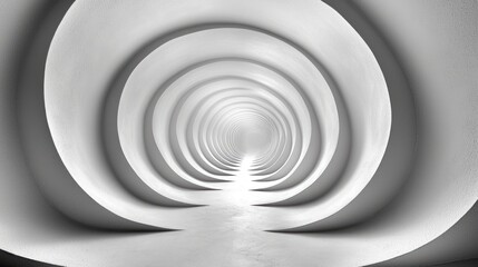Abstract white tunnel with concentric circular arches