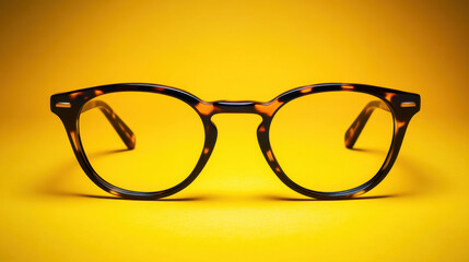 Stylish Sunglasses on Bright Yellow Background