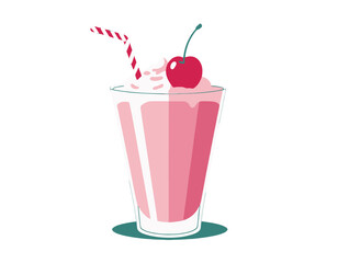 Cherry milkshake with whipped cream