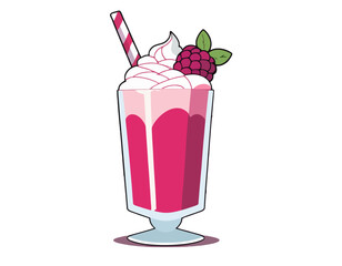 Vibrant pink milkshake with whipped cream