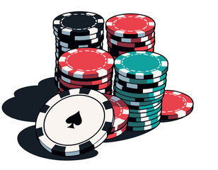 Stack of colorful poker chips