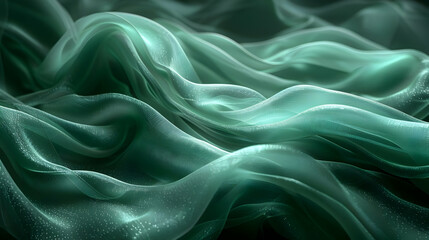 Obraz premium Abstract Green Wavy Fabric Texture Background