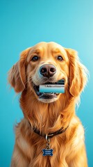 dog with banking card