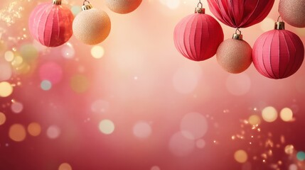 Festive Christmas Ornaments Hanging in a Cozy Glowing Atmosphere