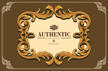 Detailed Baroque Frame Design – Vintage Ornament for Designing Labels, Stickers, Merchandise, Posters, Wedding Invitations and for Your Company or Brand