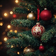 The Christmas tree dazzles with colorful decorations and joyful toys