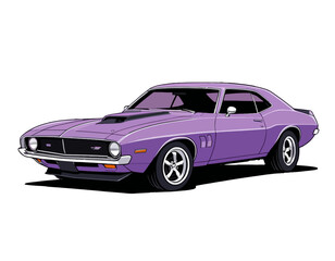 Vintage purple car illustration
