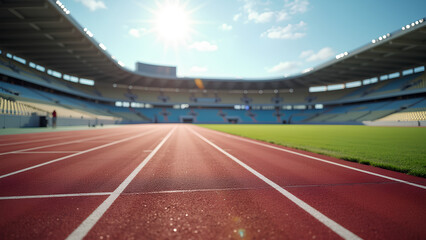 Low angle view of running track in a stadium