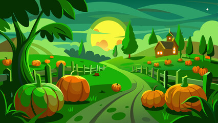 landscape, pumpkin, Нalloween