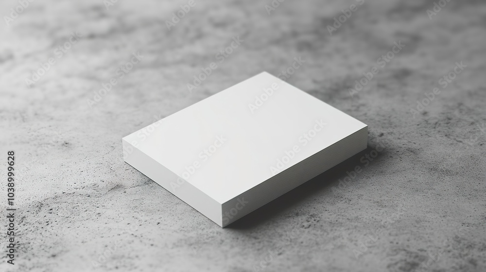 Poster single business card resting on a smooth grey surface, clean lines and subtle shadows.