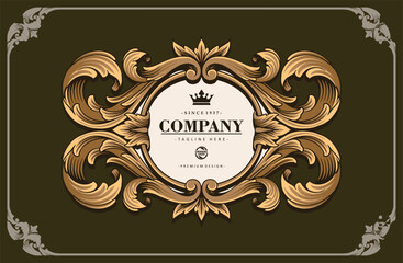 Ornate Baroque Frame Design – High Resolution Stock Image for design labels, stickers, merchandise, posters, wedding invitations and for your company or brand