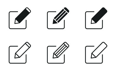 Edit icon set. Document edit icon. Text edit button. Pencil icon. Vector illustration.