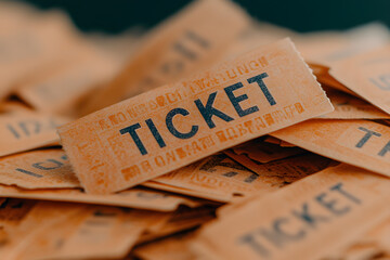 Pile of Vintage Orange Raffle Tickets – Retro Event Tickets for Contests and Giveaways