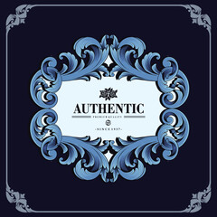 Detailed Luxury Baroque Frame Design for Design Labels, Stickers, Merchandise, Posters, Wedding Invitations and for your Company or Brand