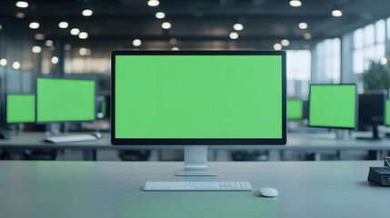 Computer Monitors with Green Screen – Digital Workspace for Video Editing and Graphics