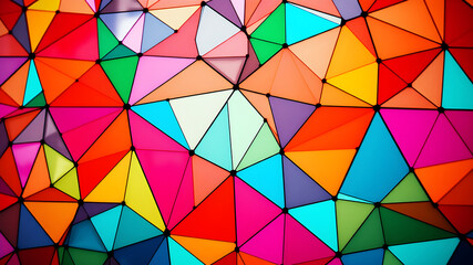 Fototapeta premium Colorful Geometric Mesh Interwoven triangles and polygons in vibrant colors