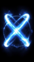 A vibrant and futuristic depiction of glowing blue energy waves forming a dynamic, electric sphere, representing power, science, and innovation, Generative Ai