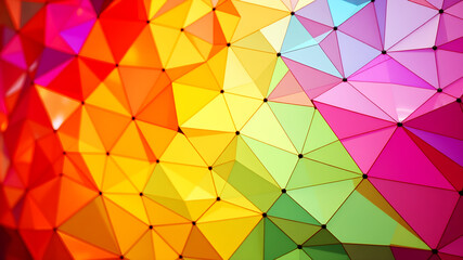 Obraz premium Colorful Geometric Mesh Interwoven triangles and polygons in vibrant colors
