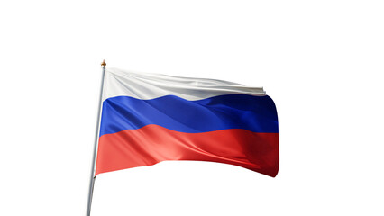 Flag of Russia with no background, transparent png, flag on a flag pole waving in the wind,...