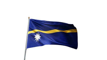 Flag of Nauru with no background, transparent png, flag on a flag pole waving in the wind, national symbol of the Nauru, oceania country, picture of a flag