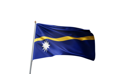 Flag of Nauru with no background, transparent png, flag on a flag pole waving in the wind, national symbol of the Nauru, oceania country, picture of a flag