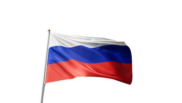 Flag of Russia with no background, transparent png, flag on a flag pole waving in the wind, national symbol of Russia, asian country, picture of a flag - Powered by Adobe